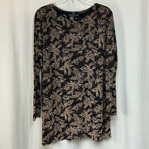 Carol Little Knitwear Vintage Floral Leaf Pattern Tunic Top Size‎ XL